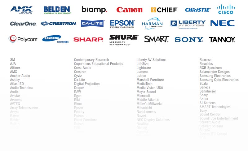 Projector People/ AVI-SPL Partial manufacturer list